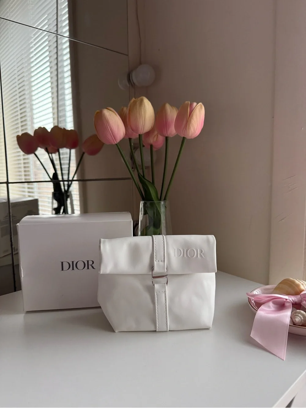 Dior White pouch bag